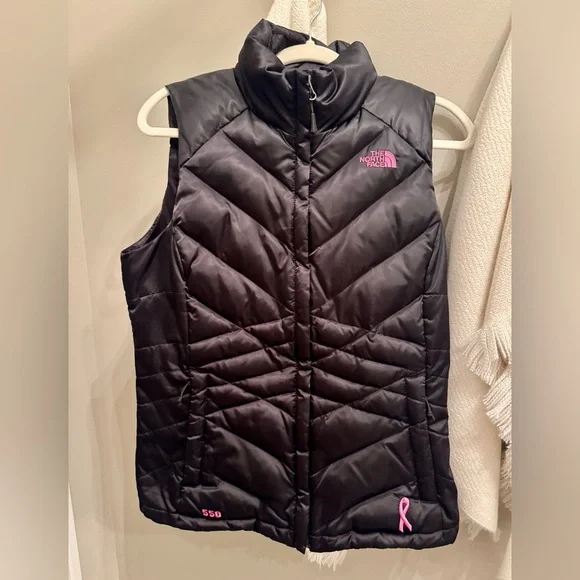 The North Face Women's Black and Pink Quilted Vest for Breast Cancer - Picture 2 of 7